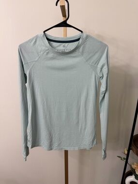 Free Fly Apparel Women's Long Sleeve Tee in Pale Mint with Black Trim